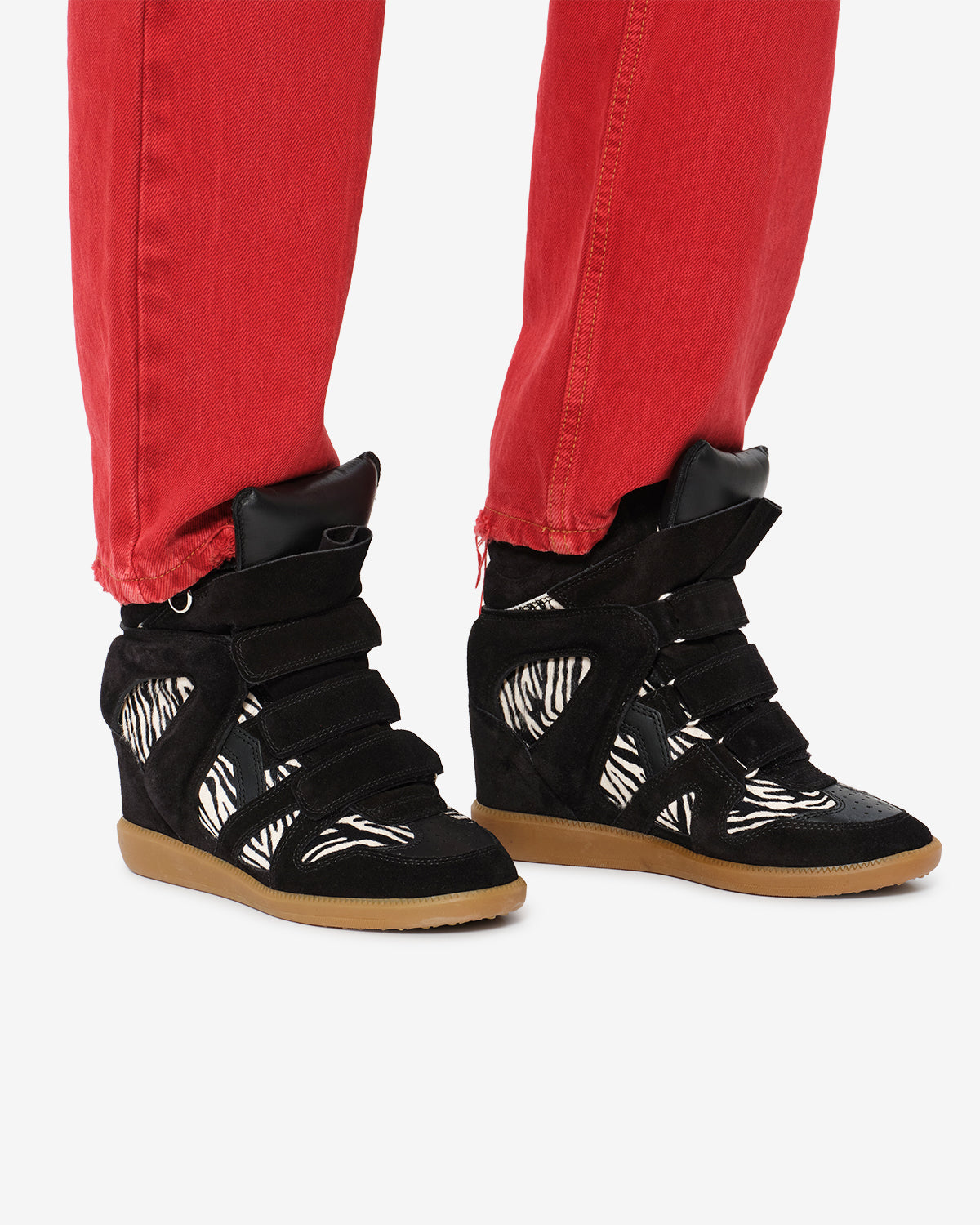 Isabel Marant Bekett Ring baskets compensées noir zèbre