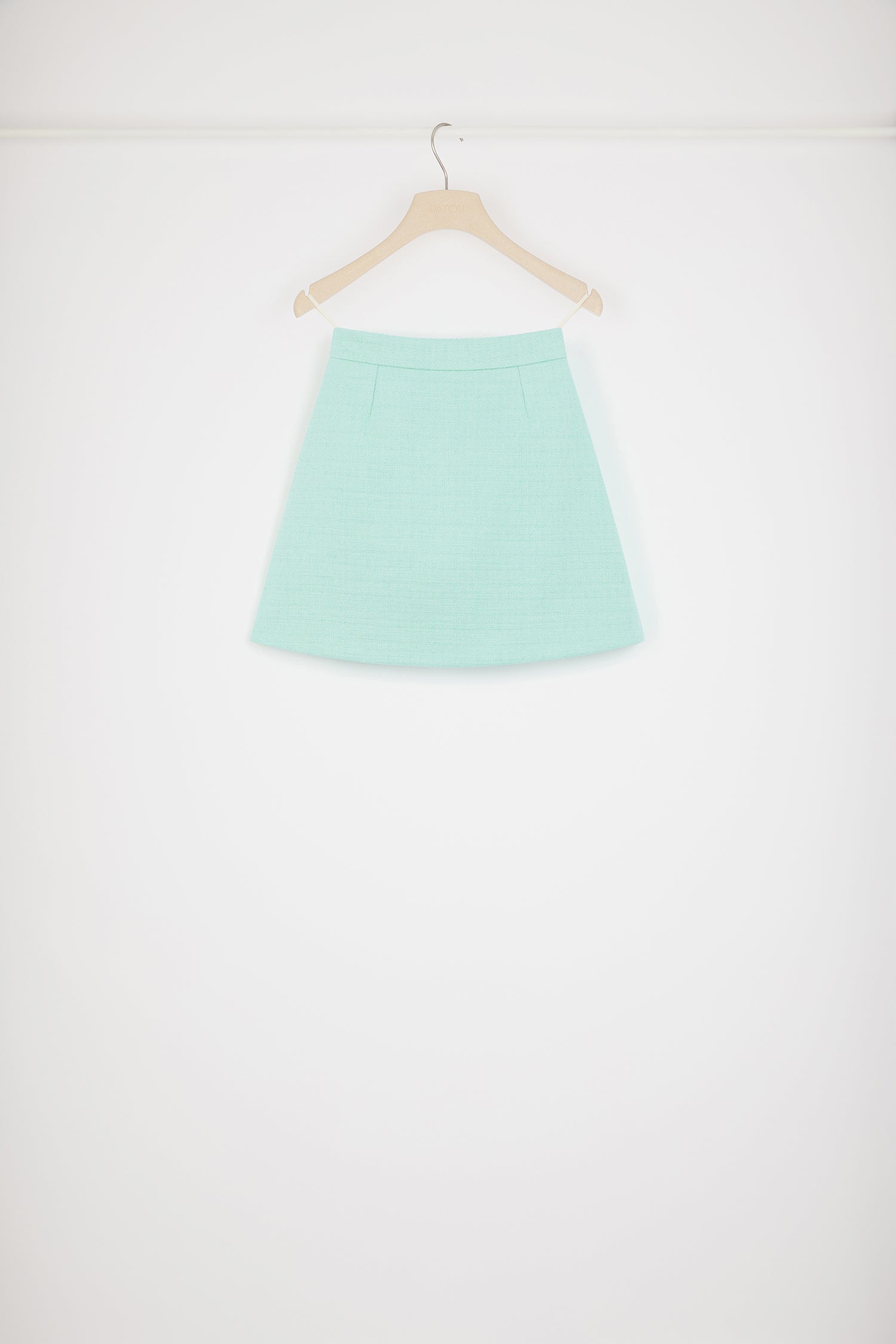 Patou SK055 mini jupe tweed coton vert menthe