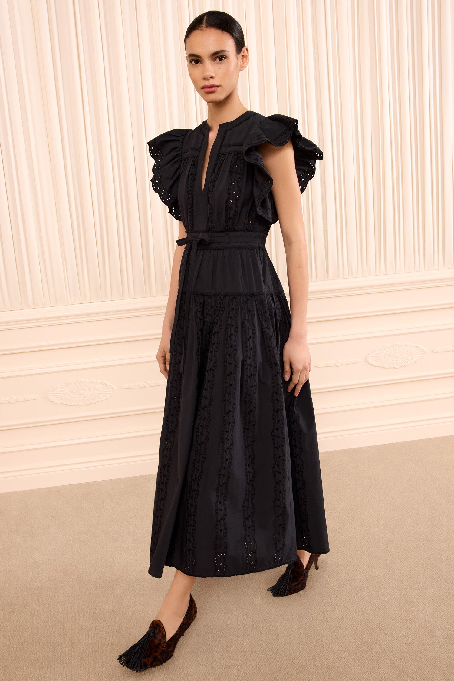 Ulla Johnson Dani robe coton noire midi