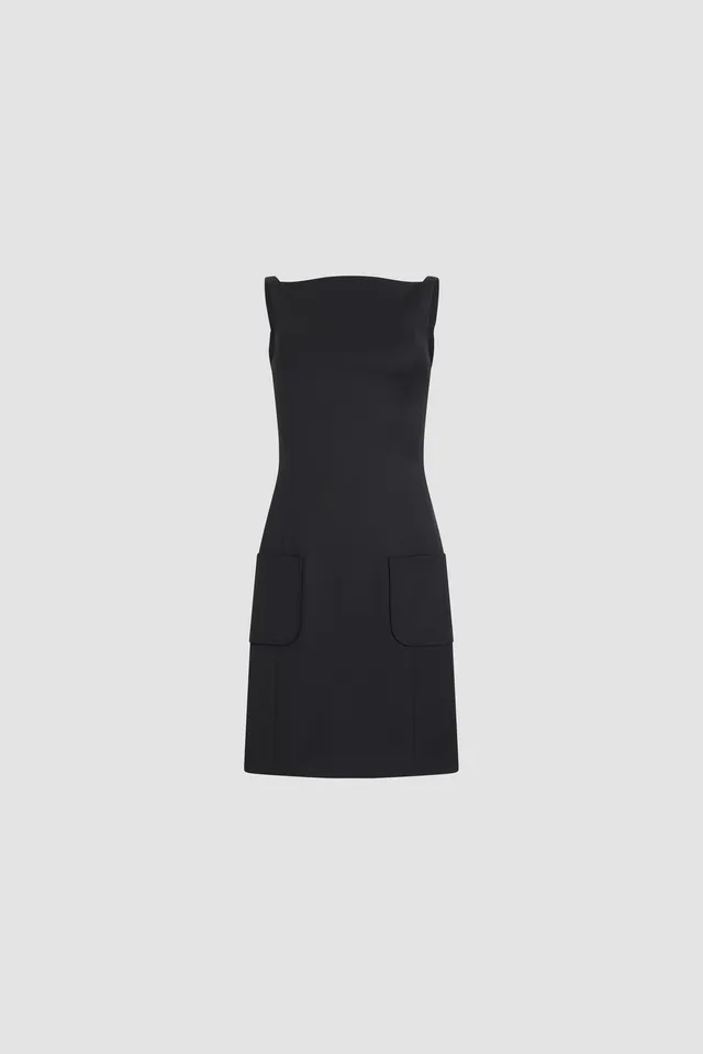 Patou P26DR244 Robe Bustier Fourreau Laine Noire