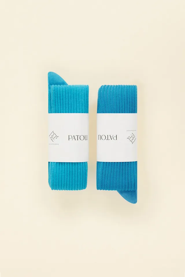 Patou Accessories A21AC0220100622B chaussettes coton bio bleu lot 2