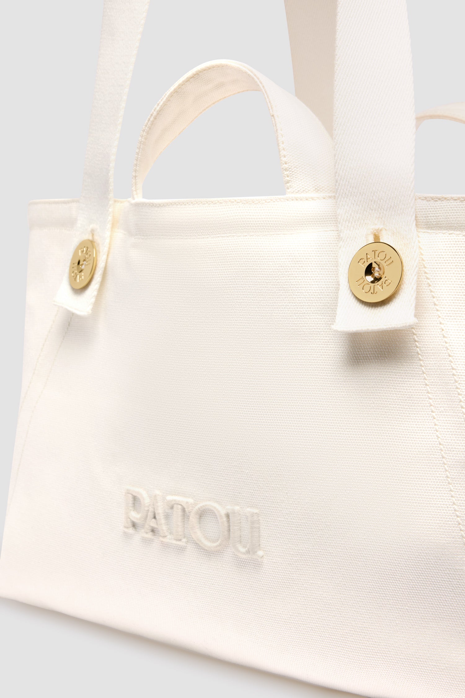 Patou AC089 tote blanc toile coton logo brodé grand