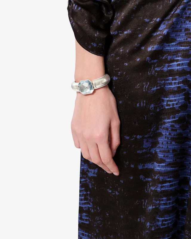 Isabel Marant Luce bracelet manchette gris cabochon bleu