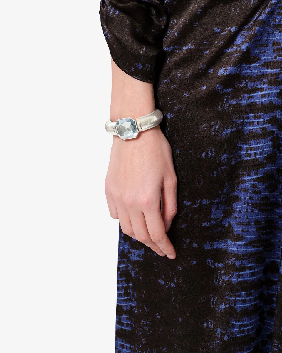 Isabel Marant Luce bracelet manchette gris cabochon bleu