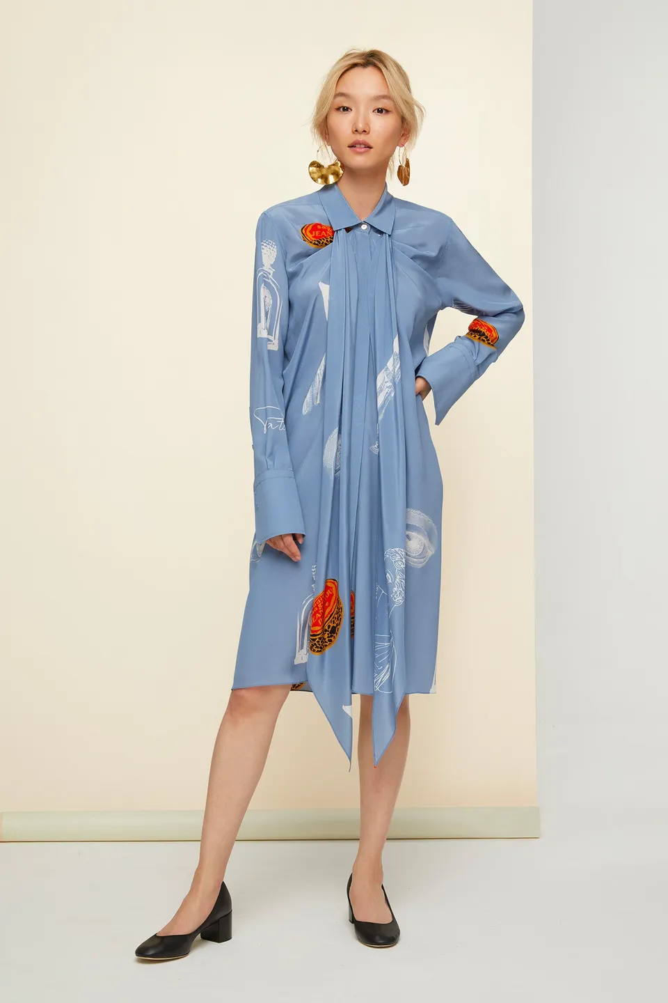 Patou H20DR00400145016 robe chemise mini soie Riddle Print