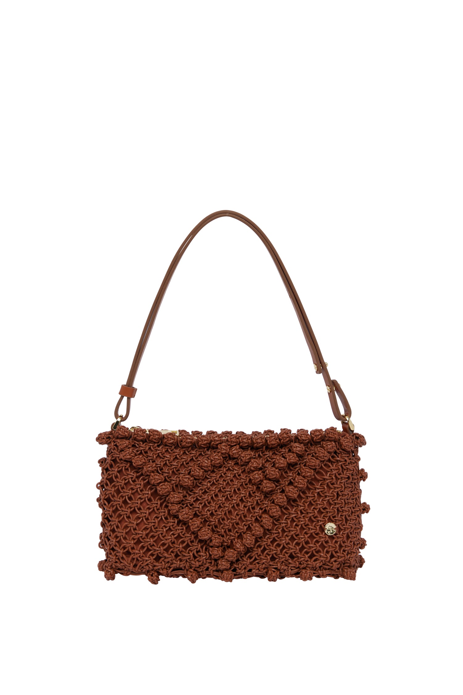 Alemäis Clutch pochette cuir macramé rouille taille unique