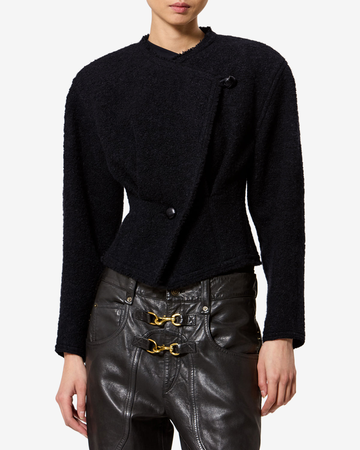 Isabel Marant Suna VE0710FA veste laine noire frangée
