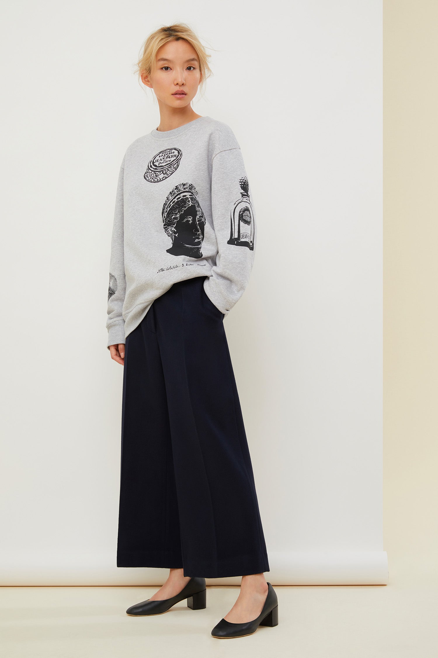 Patou JE0149995910A sweat coton bio oversize gris imprimé