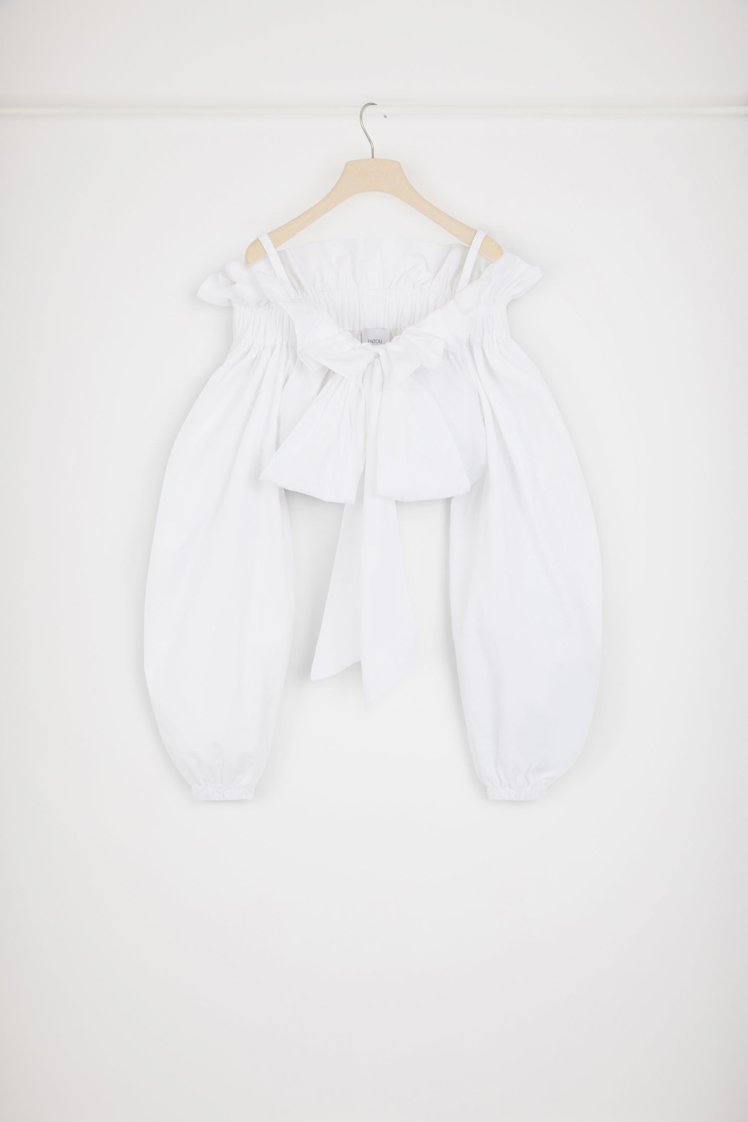 Patou TO043 top coton blanc cropped à cordon