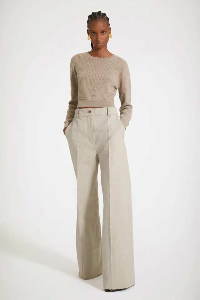 Patou KN123 pull laine cachemire beige dos ouvert S
