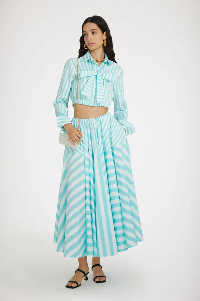 Patou SK058 jupe maxi coton rayures vertes