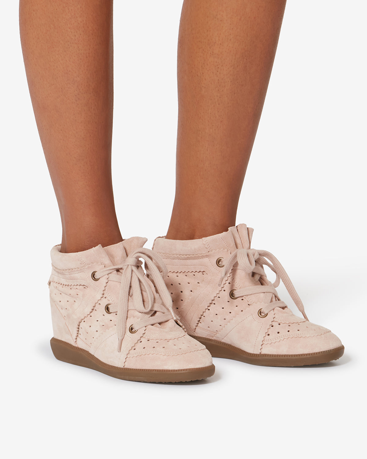 Isabel Marant Bobby baskets compensées rose pâle 5 cm