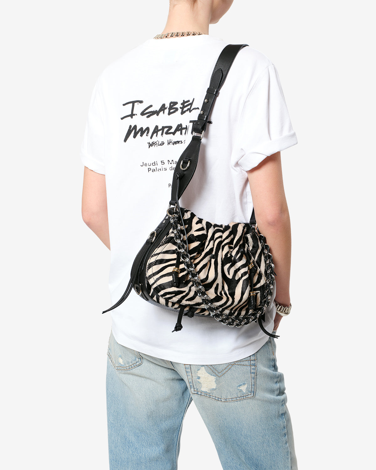 Isabel Marant Bolton sac cuir zèbre 24 cm