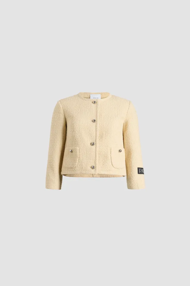 Patou JA062 H25JA0620223097C veste tweed blanc laine