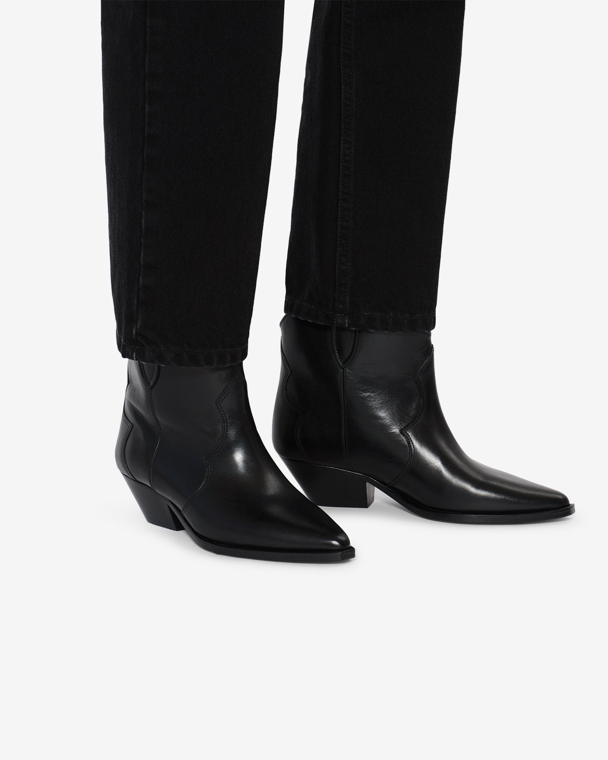 Isabel Marant Dewina bottines santiag cuir noir talon 4 cm