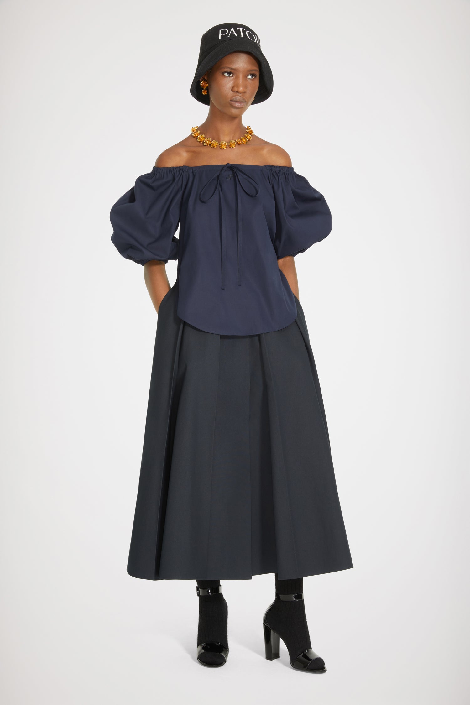 Patou Tops H22TO0300017696P top marine col carré coton bio