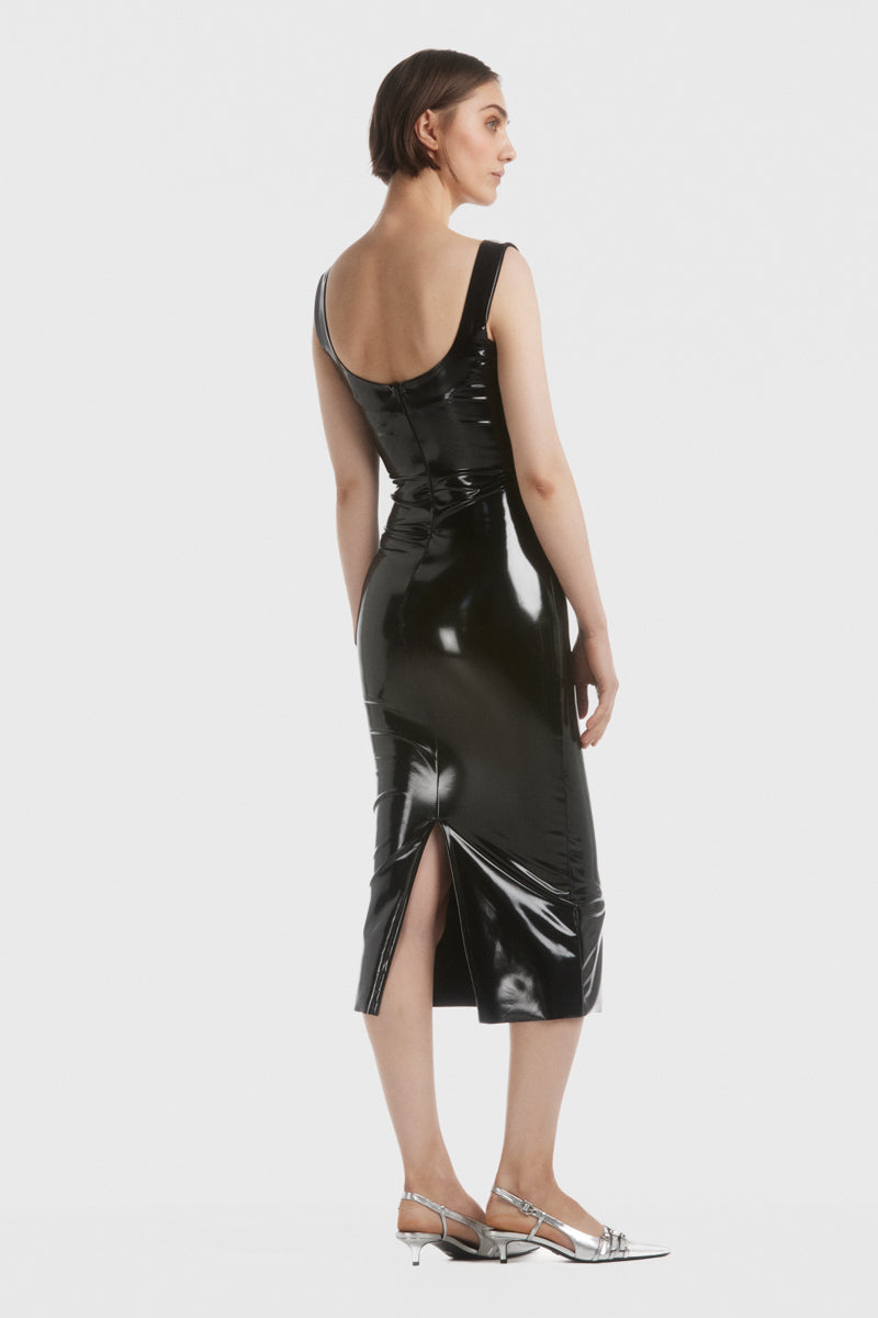 ATU Body Couture Midi Latex Dress robe corset S