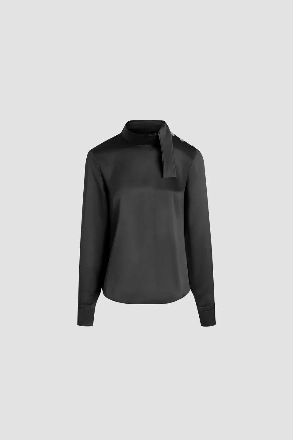Patou TO1660229999B top noir soie bio col foulard