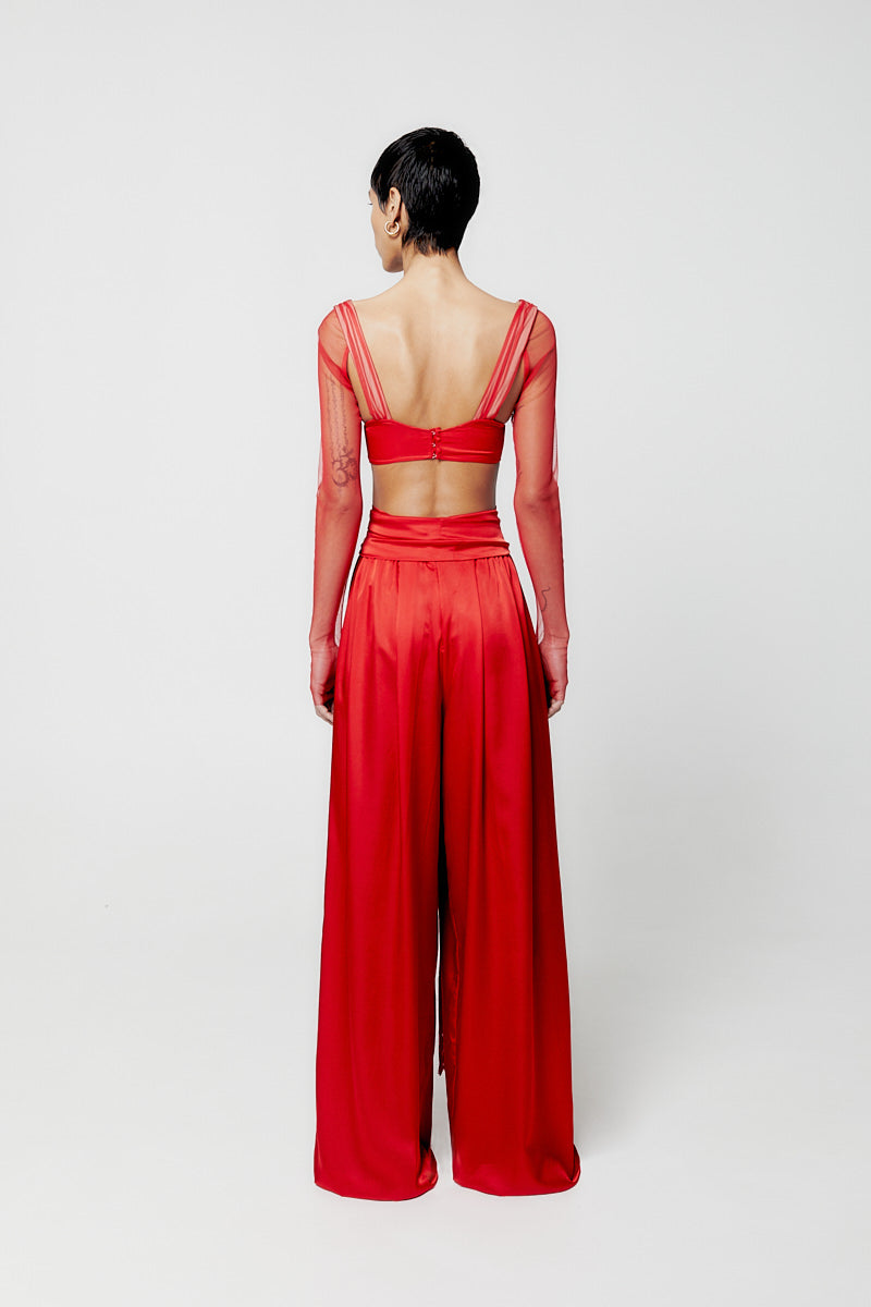 ATU Body Couture Ruby crop top rouge soie cristal