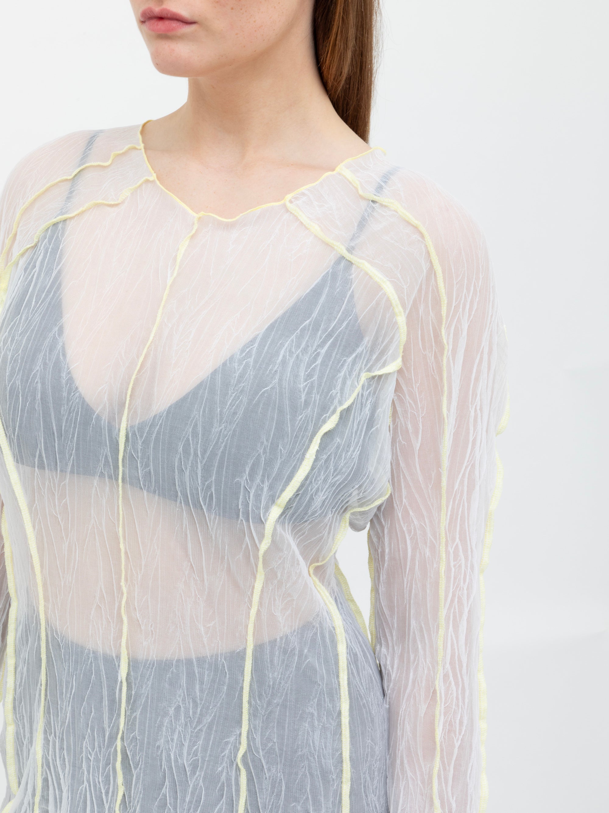 Ester Manas Crumpled Top blanc XS/S manches longues