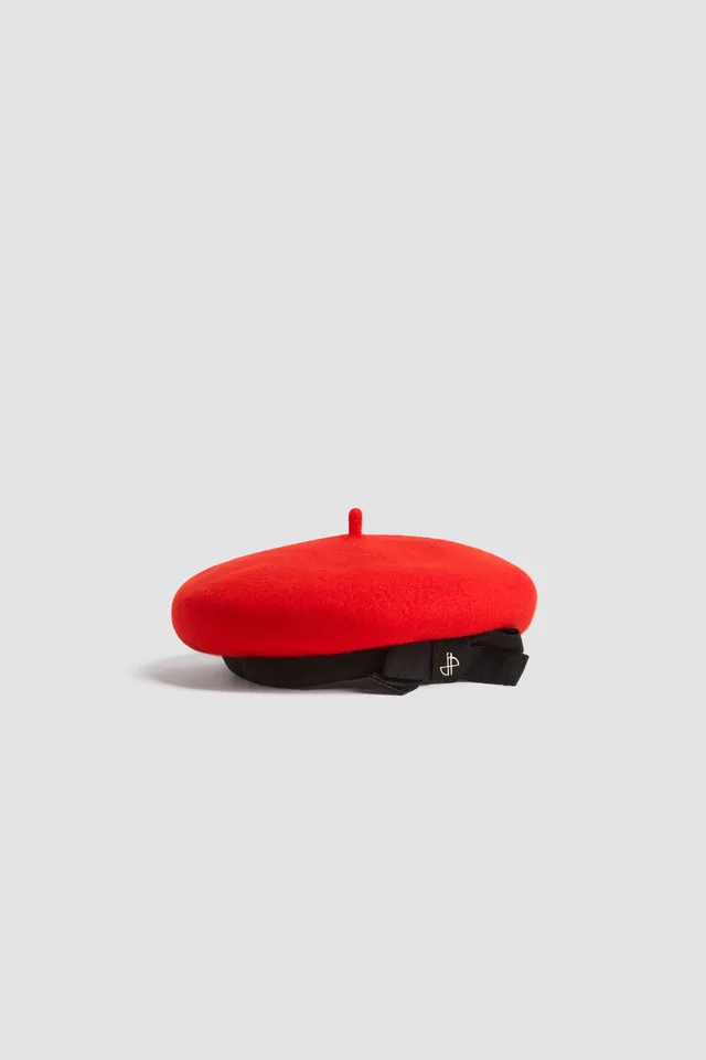 Patou AC112 béret feutre laine rouge Elixir nœud S-L