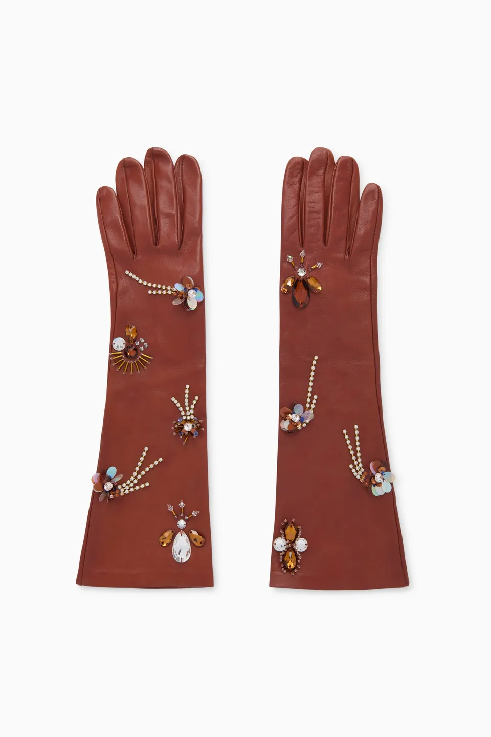 Ulla Johnson Laetitia FA251328 gants cuir Wenge perles