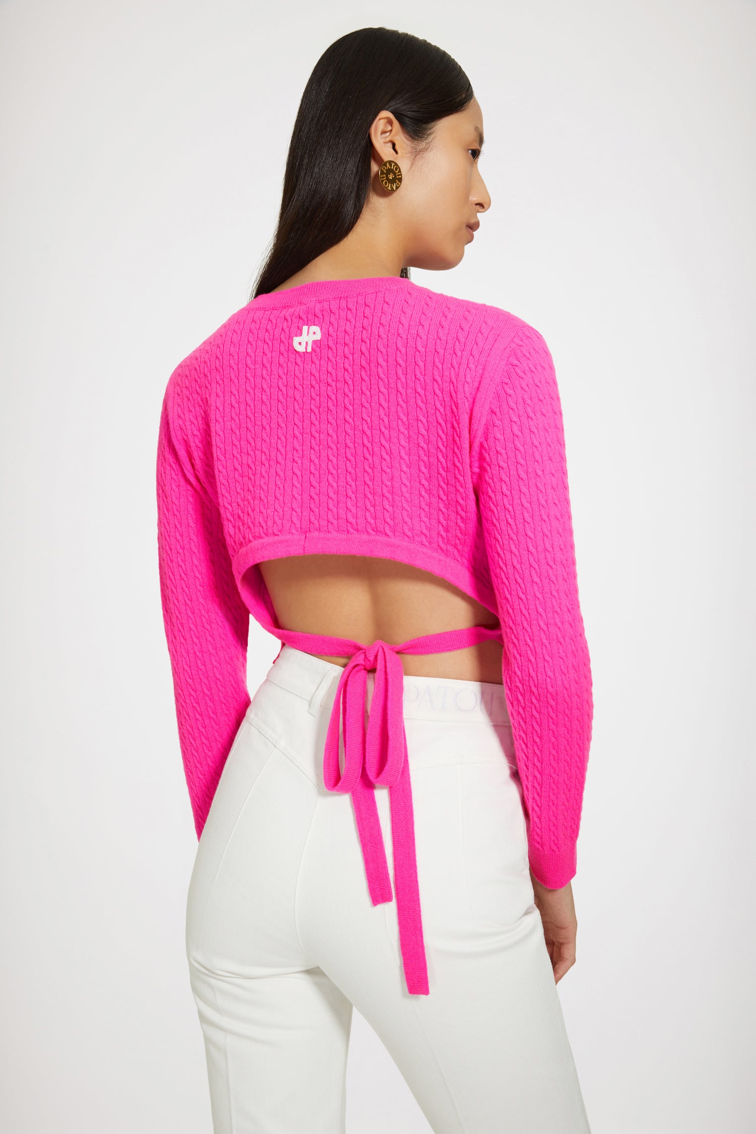 Patou Knitwear P23KN1238041453B pull rose begonia laine