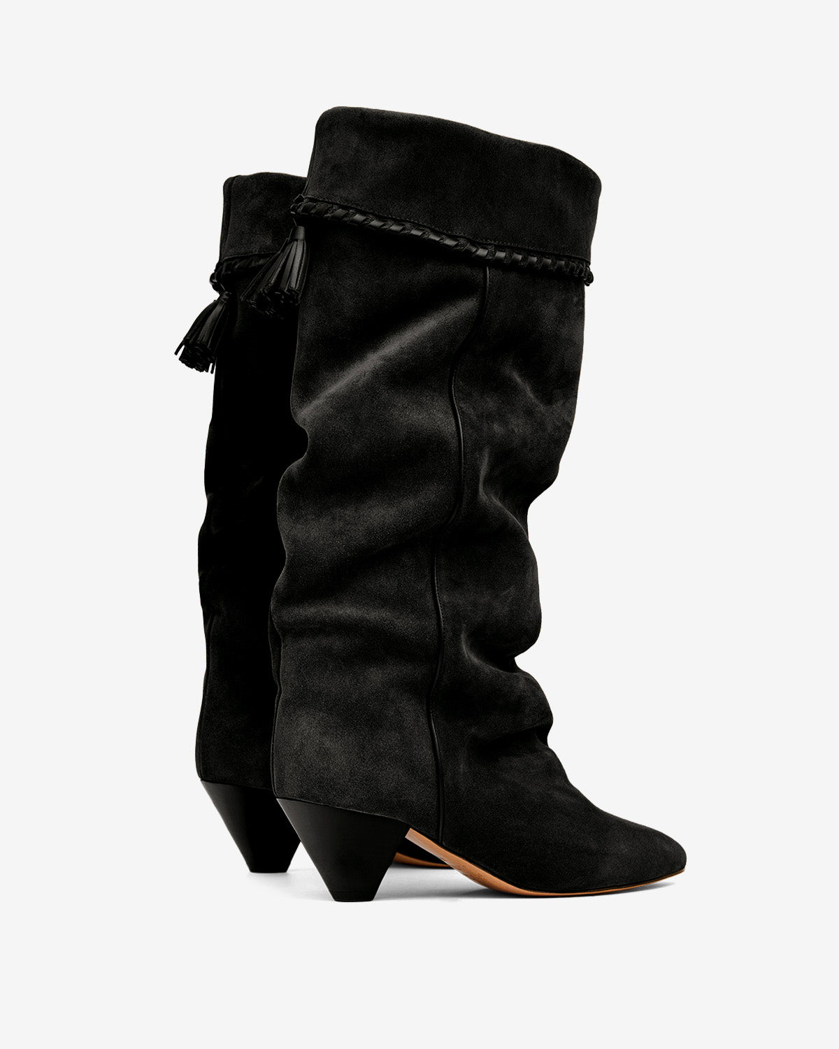 Isabel Marant Elita bottes cuir noir délavé talon 5,5 cm
