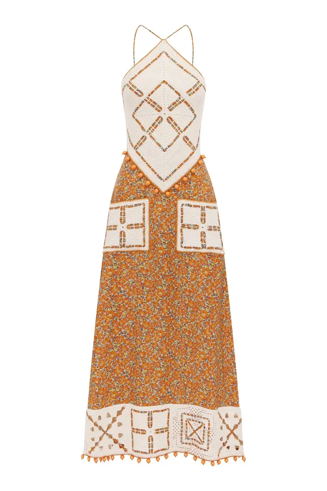 Alemaïs Marva robe halter midi crochet