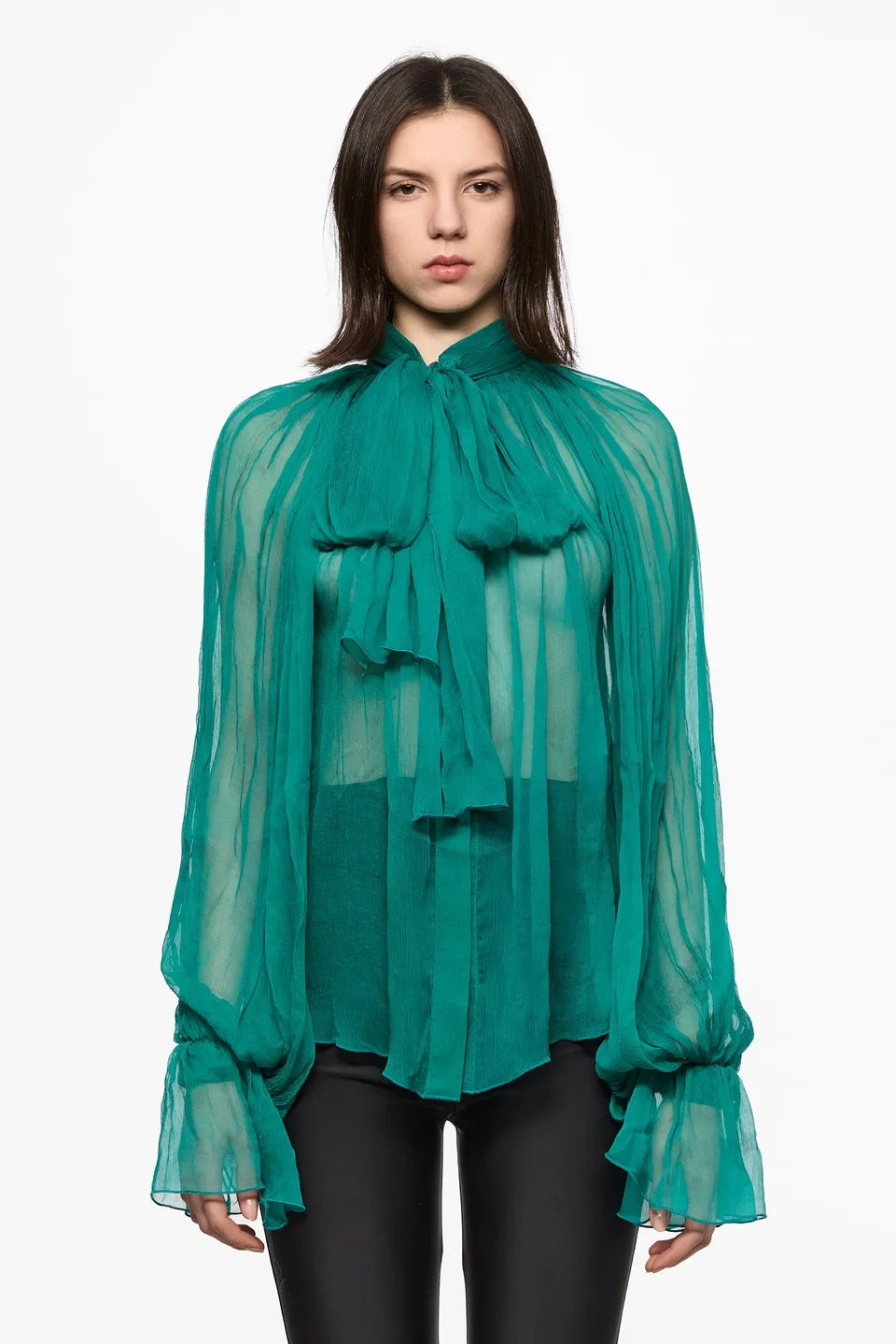 ATU Body Couture Pine Green Chiffon chemise soie vert foulard