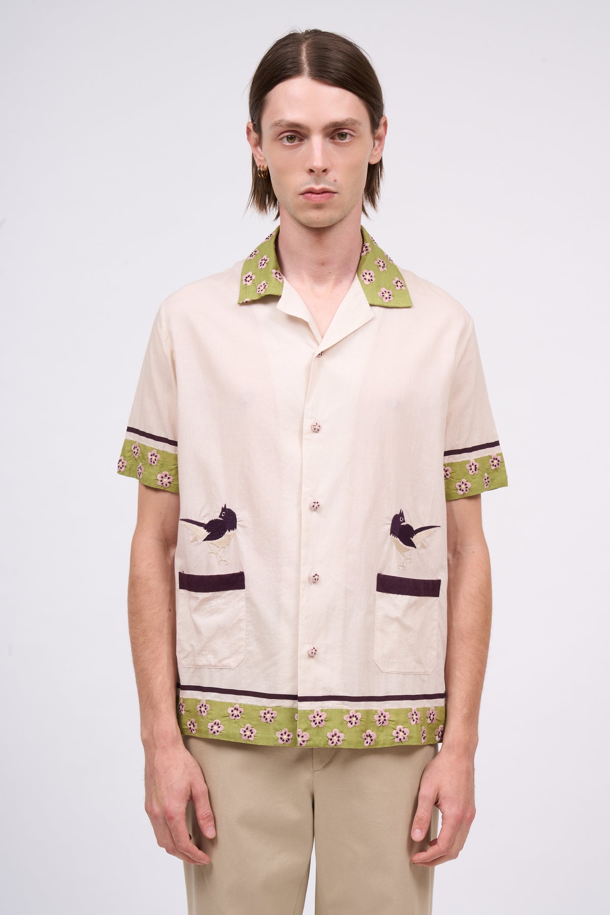 PAUL & JOE PREVERT Chemise coton brodé manches courtes