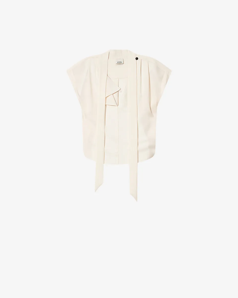 Isabel Marant Selene top blouse crêpe écru lavallière
