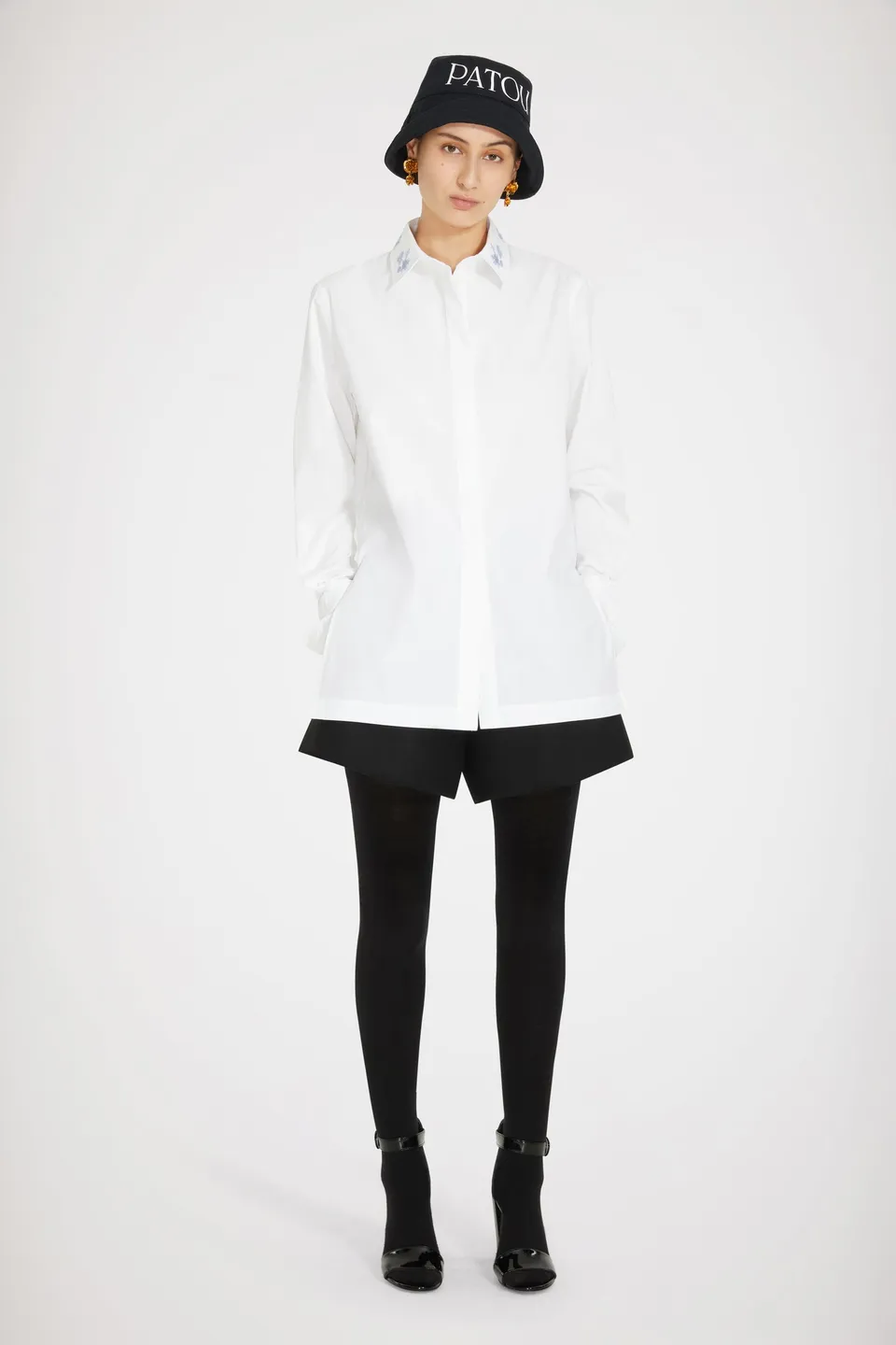 Patou H22BL019 chemise coton bio col brodé blanc 34-44