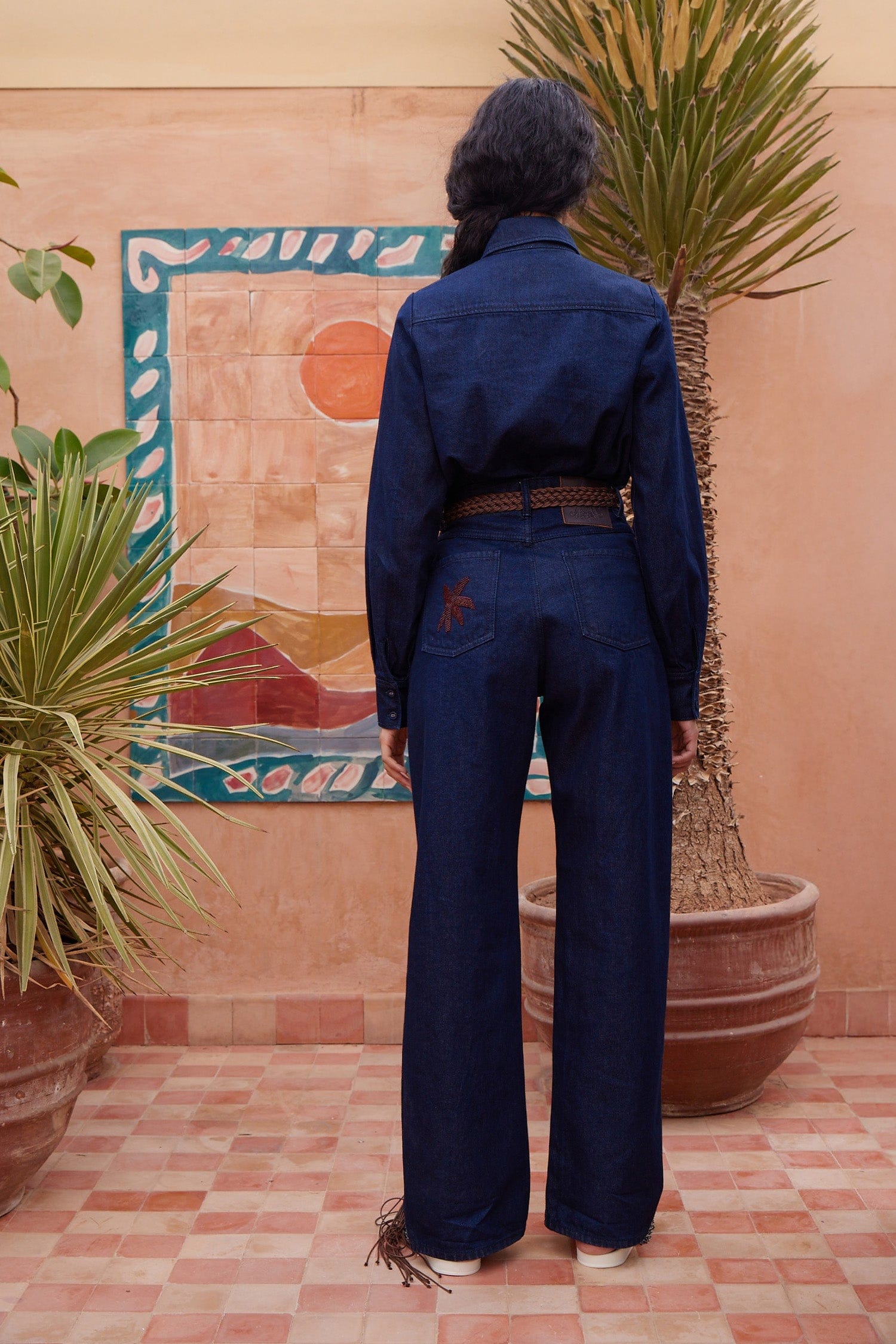 Alemäis Delany jean droit coton perlé Marrakech