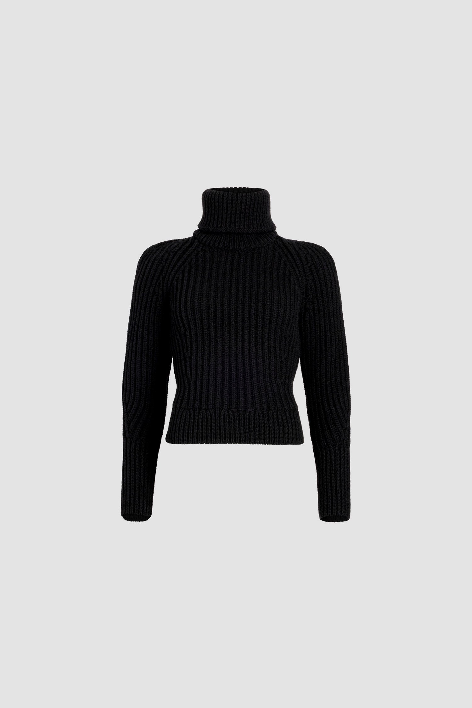 Patou KN206 Pull col roulé noir laine cachemire