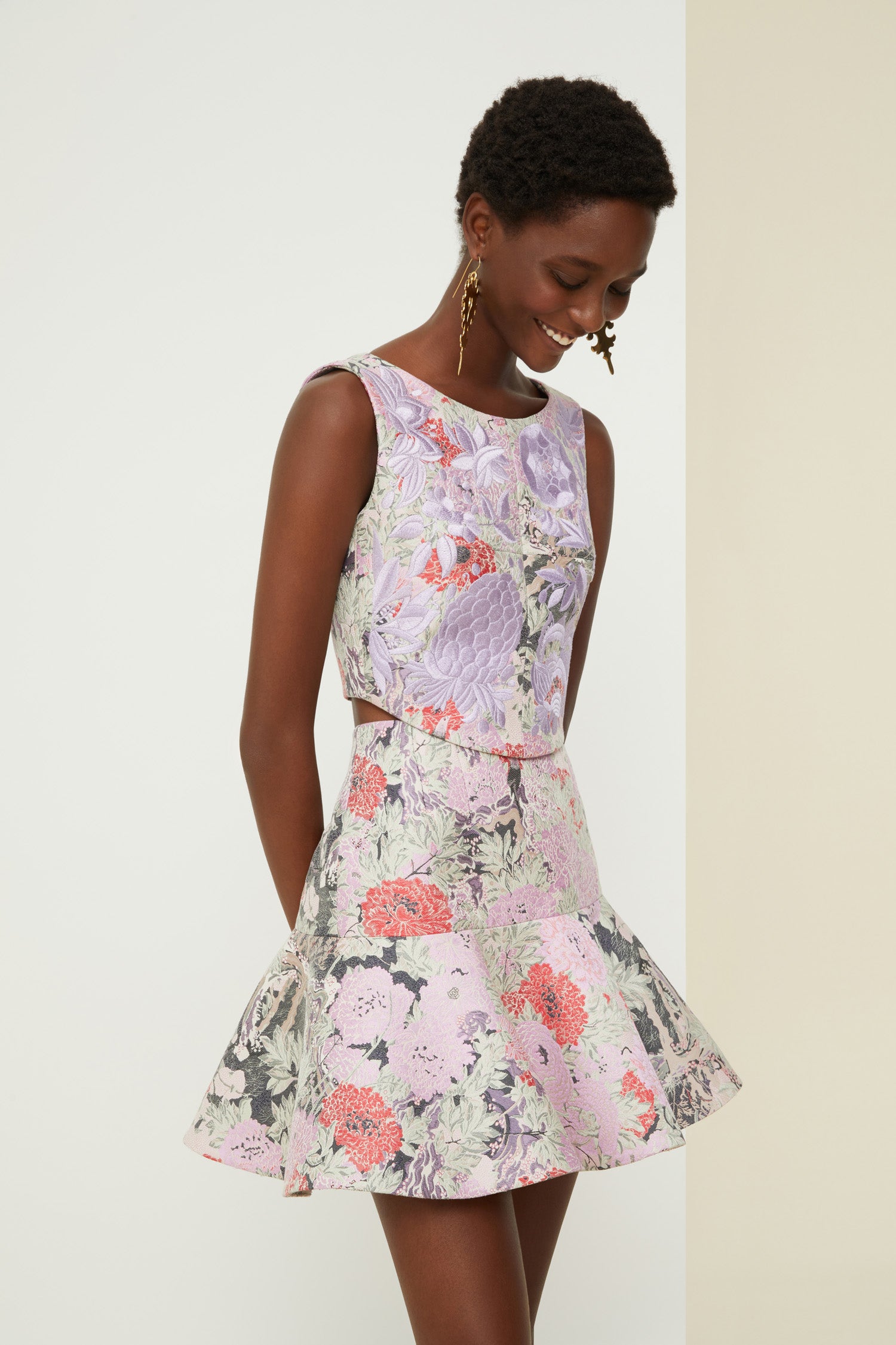 Patou 3D P21SK01700775030 mini jupe jacquard fleuri