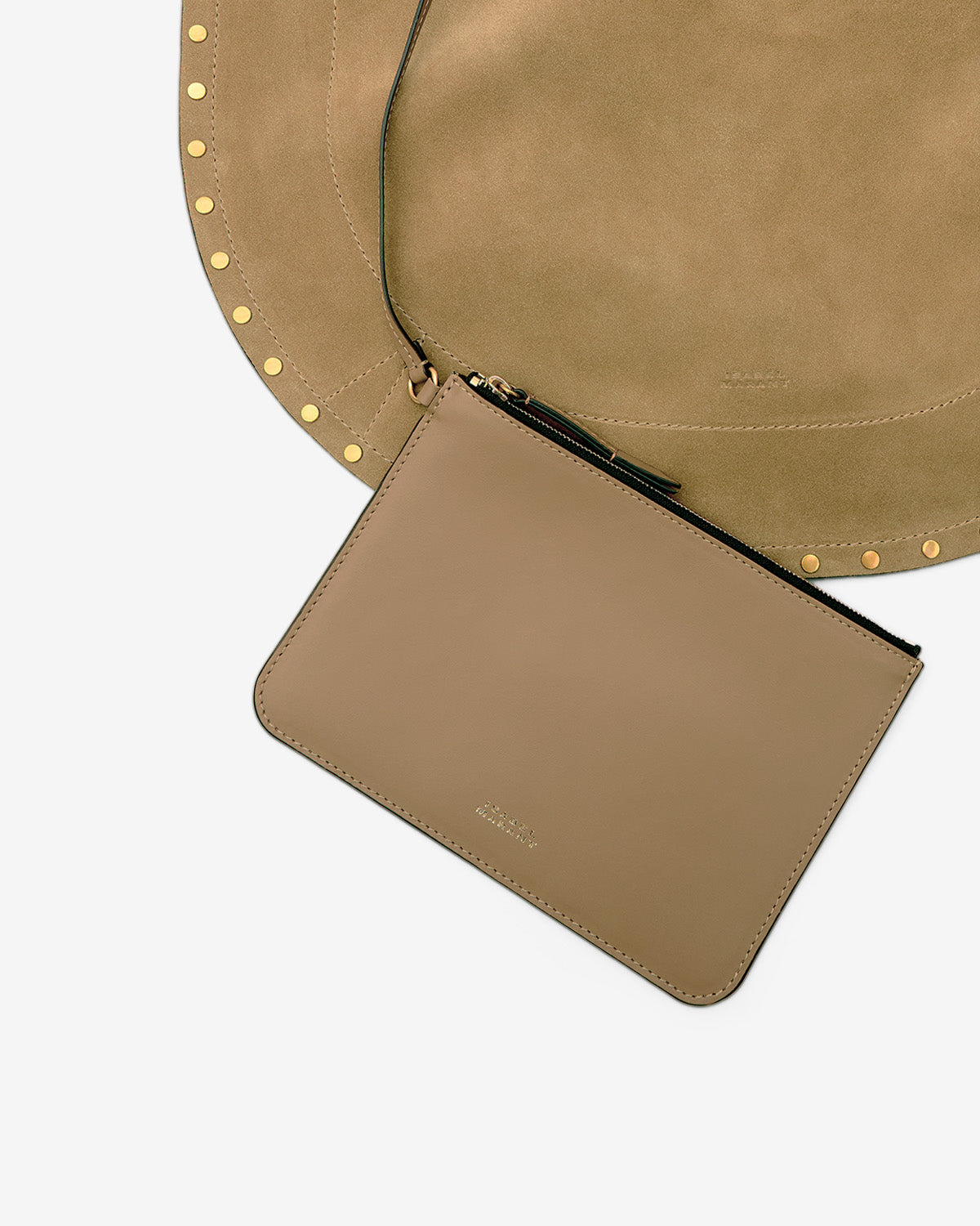 Isabel Marant Oskan Hobo Soft sac cuir velours taupe