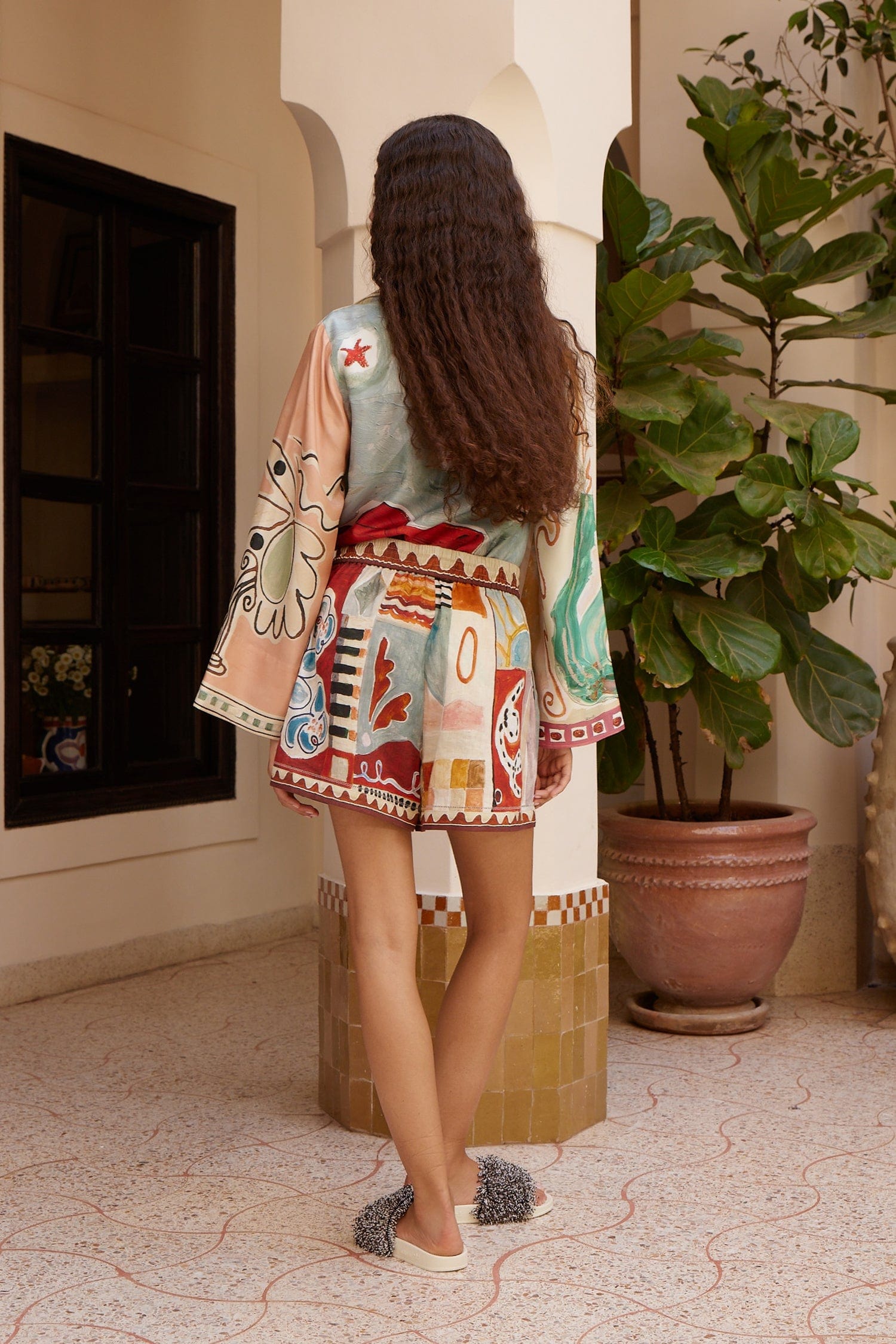 Alemäis Michelle short lin imprimé taille élastique