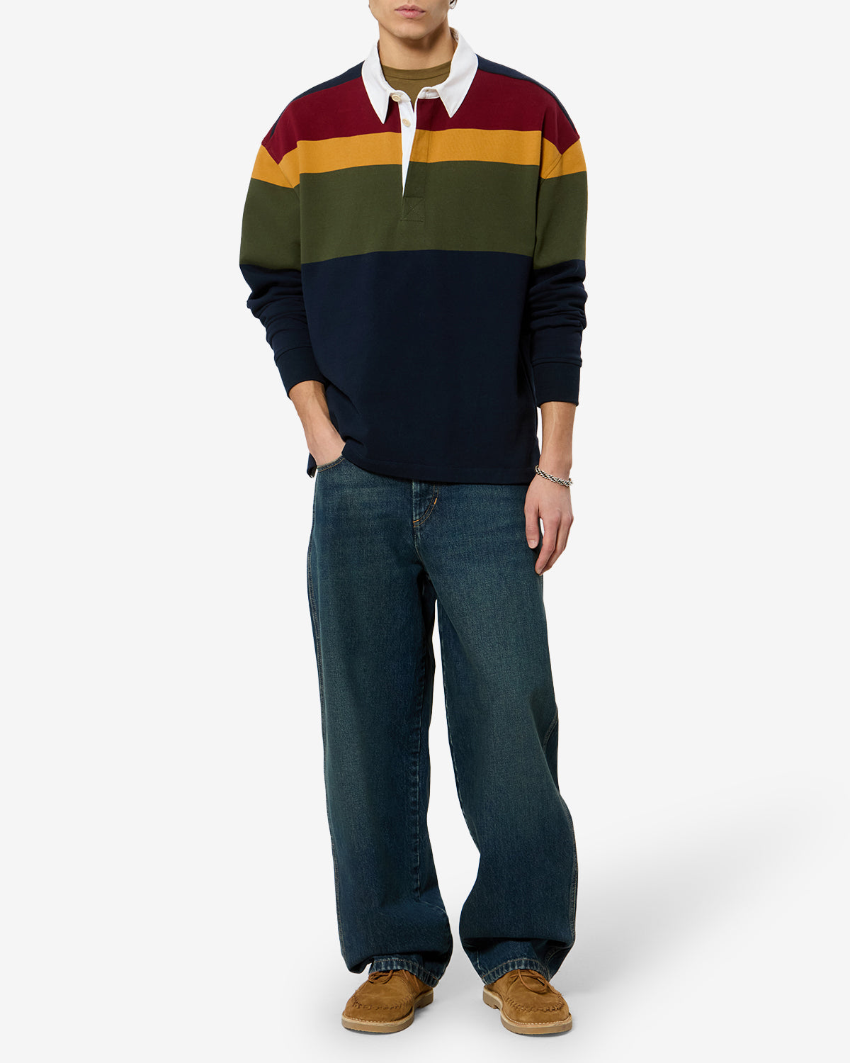 Isabel Marant Brandon polo bleu marine rayé coton