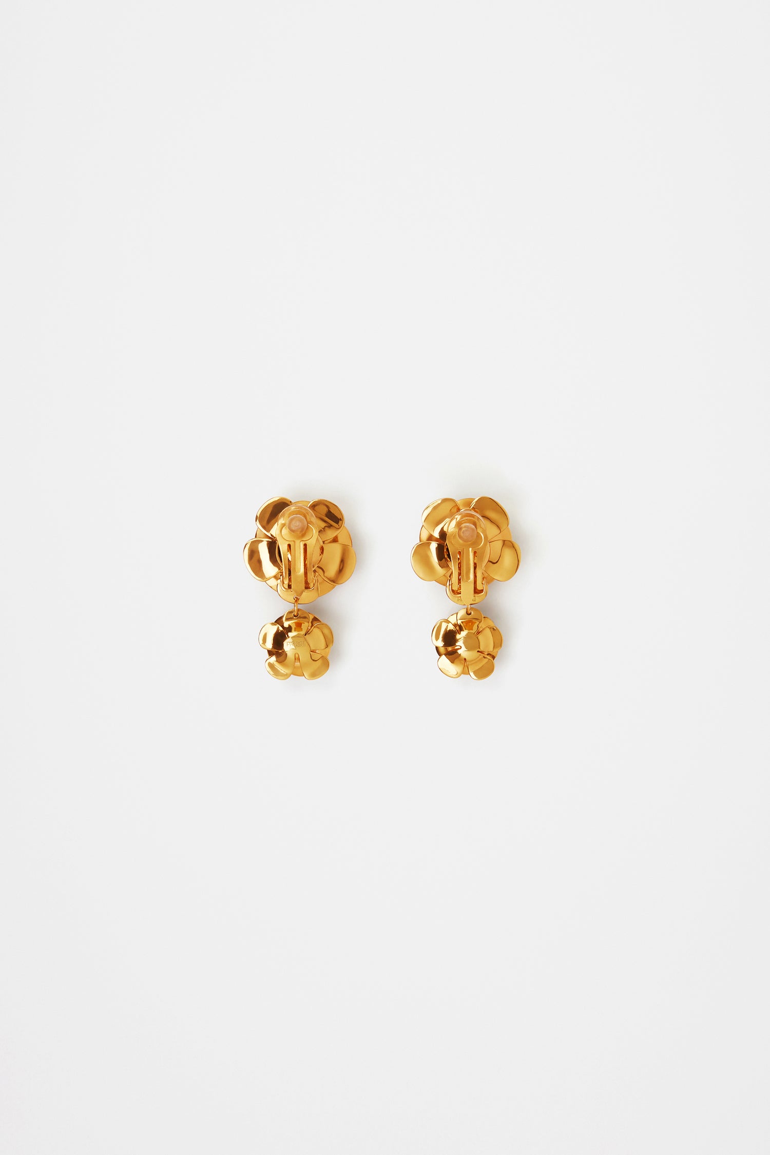 Patou JW088 boucles dorées double fleurs clips