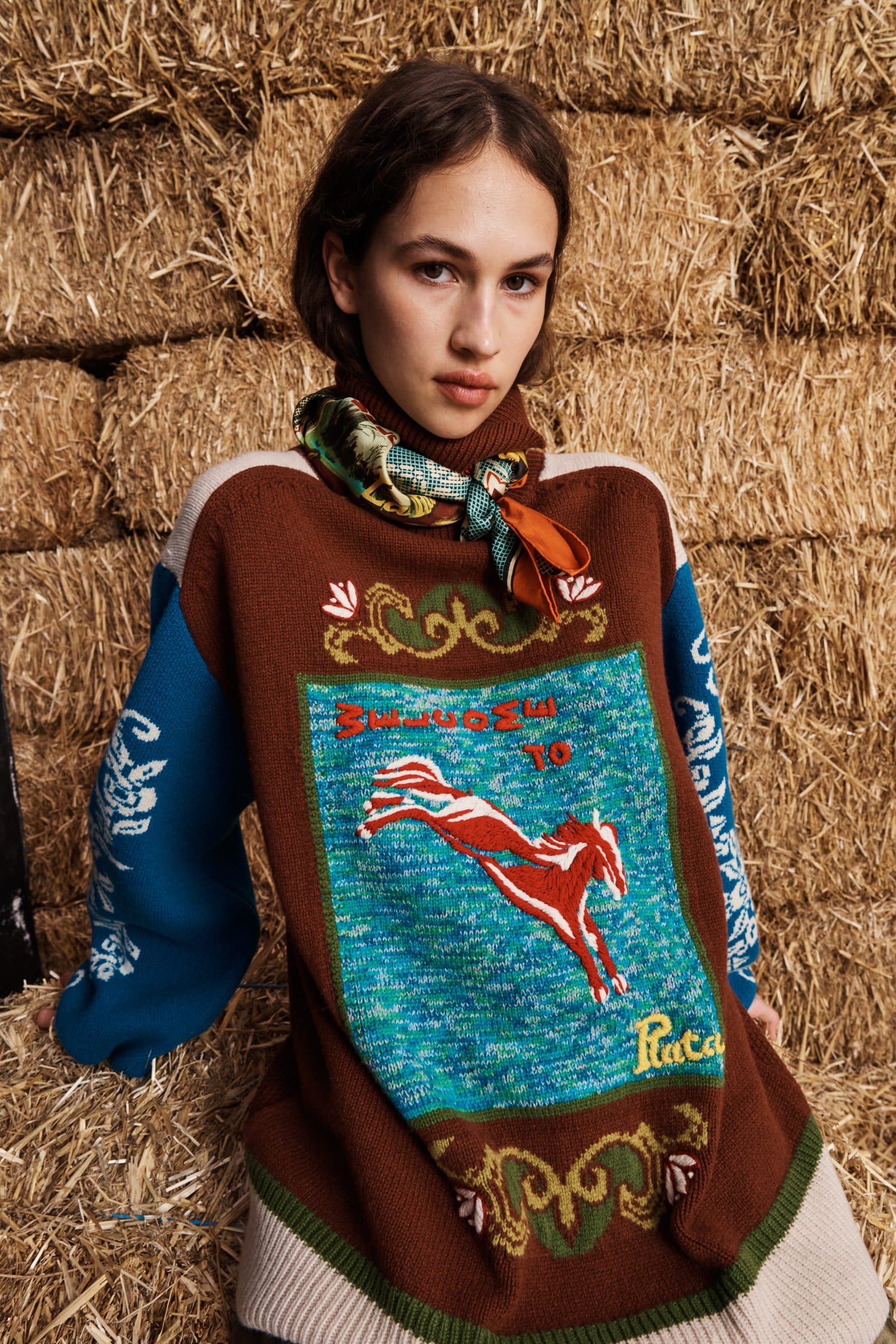 Alemäis Lasso Patchwork Knit Sweater pull laine