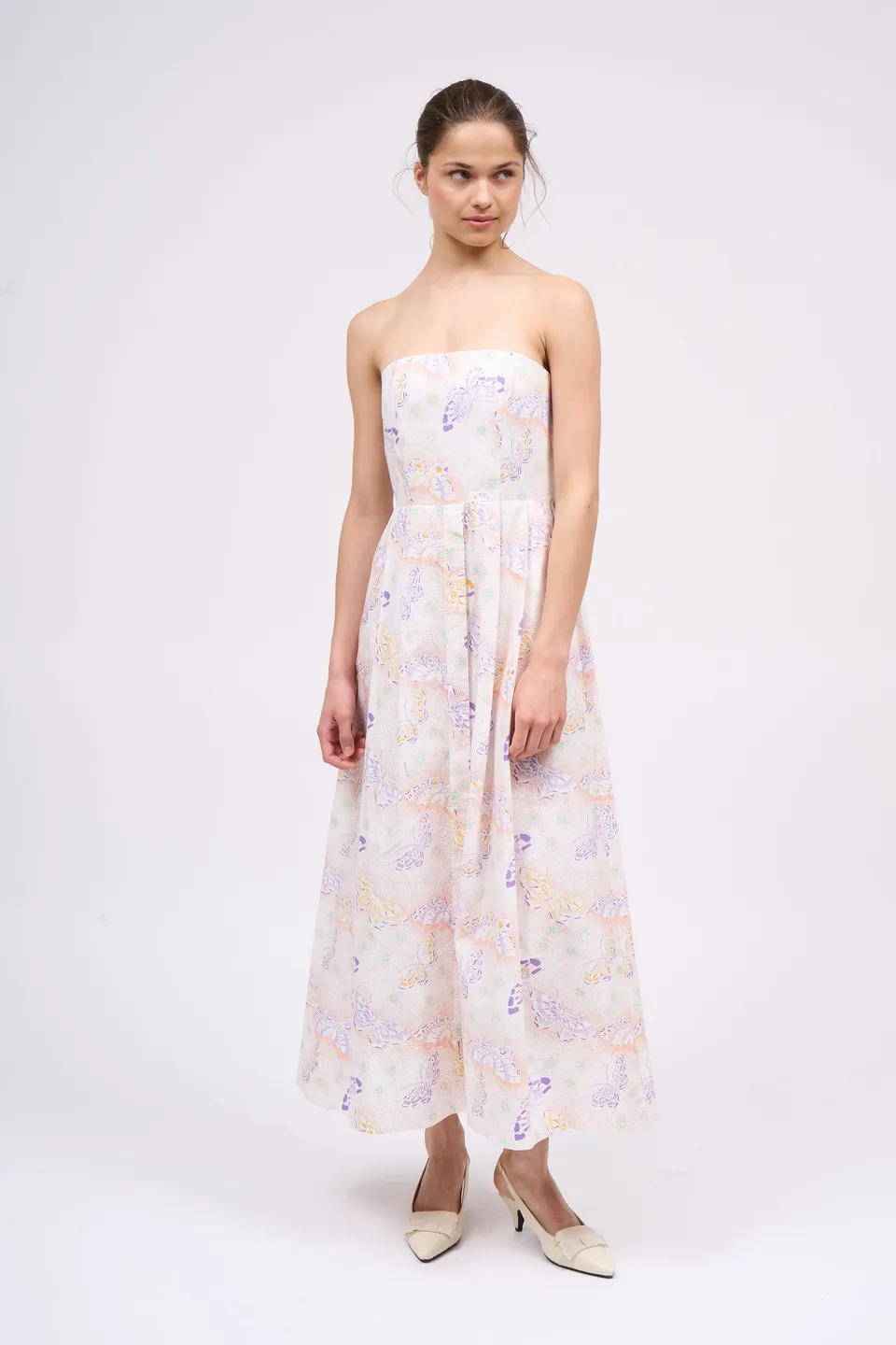 Paul & Joe RITA robe bustier coton blanc papillon