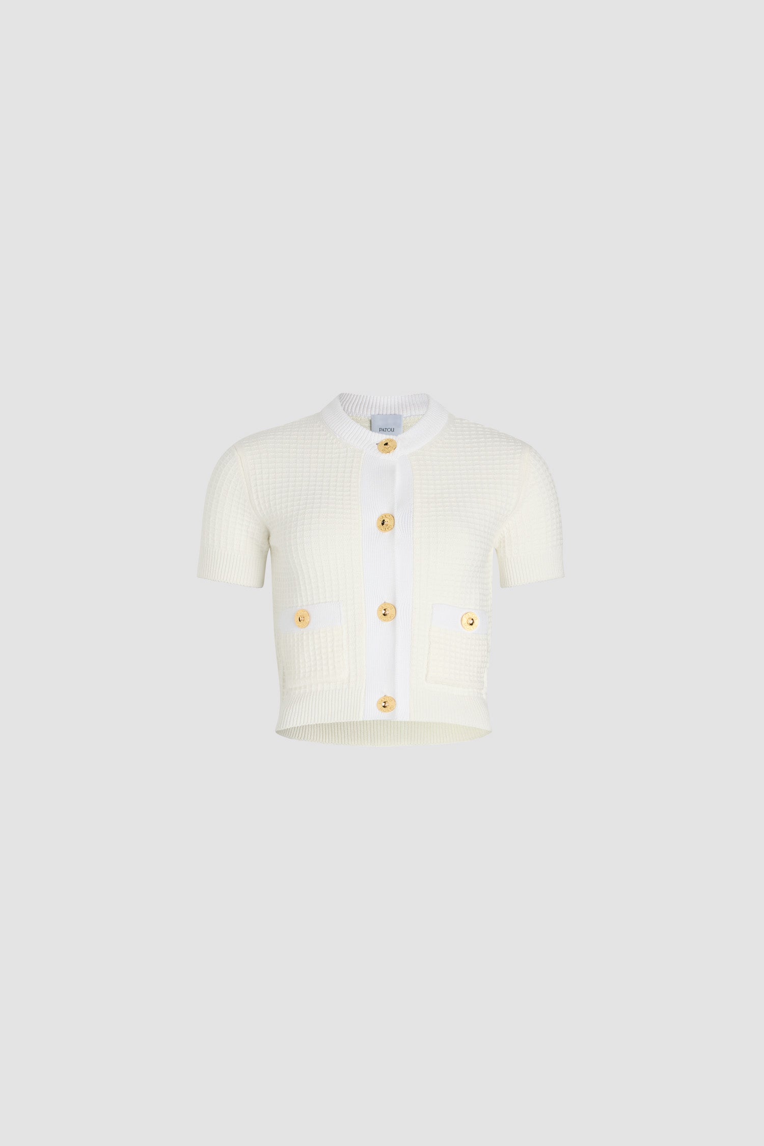 Patou Knitwear gilet KN241 ivoire coton gaufré