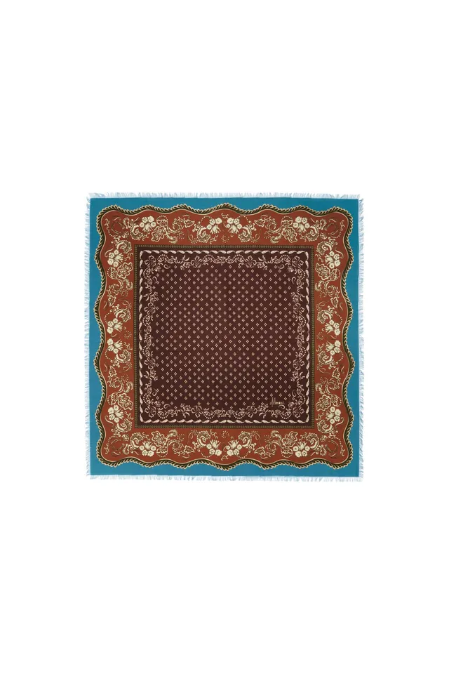 Alemaïs Alma foulard carré coton imprimé à franges