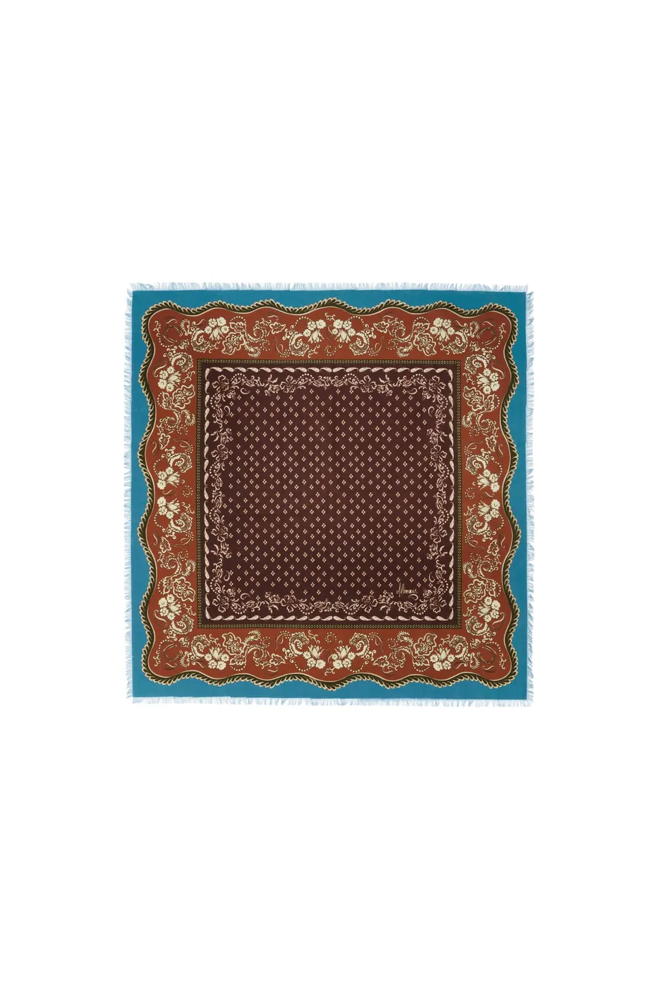 Alemaïs Alma foulard carré coton imprimé à franges