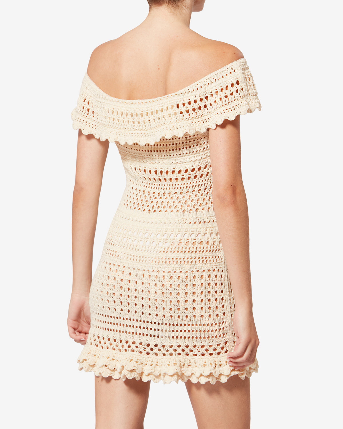 Isabel Marant Zoa RO1048 robe courte écru crochet coton
