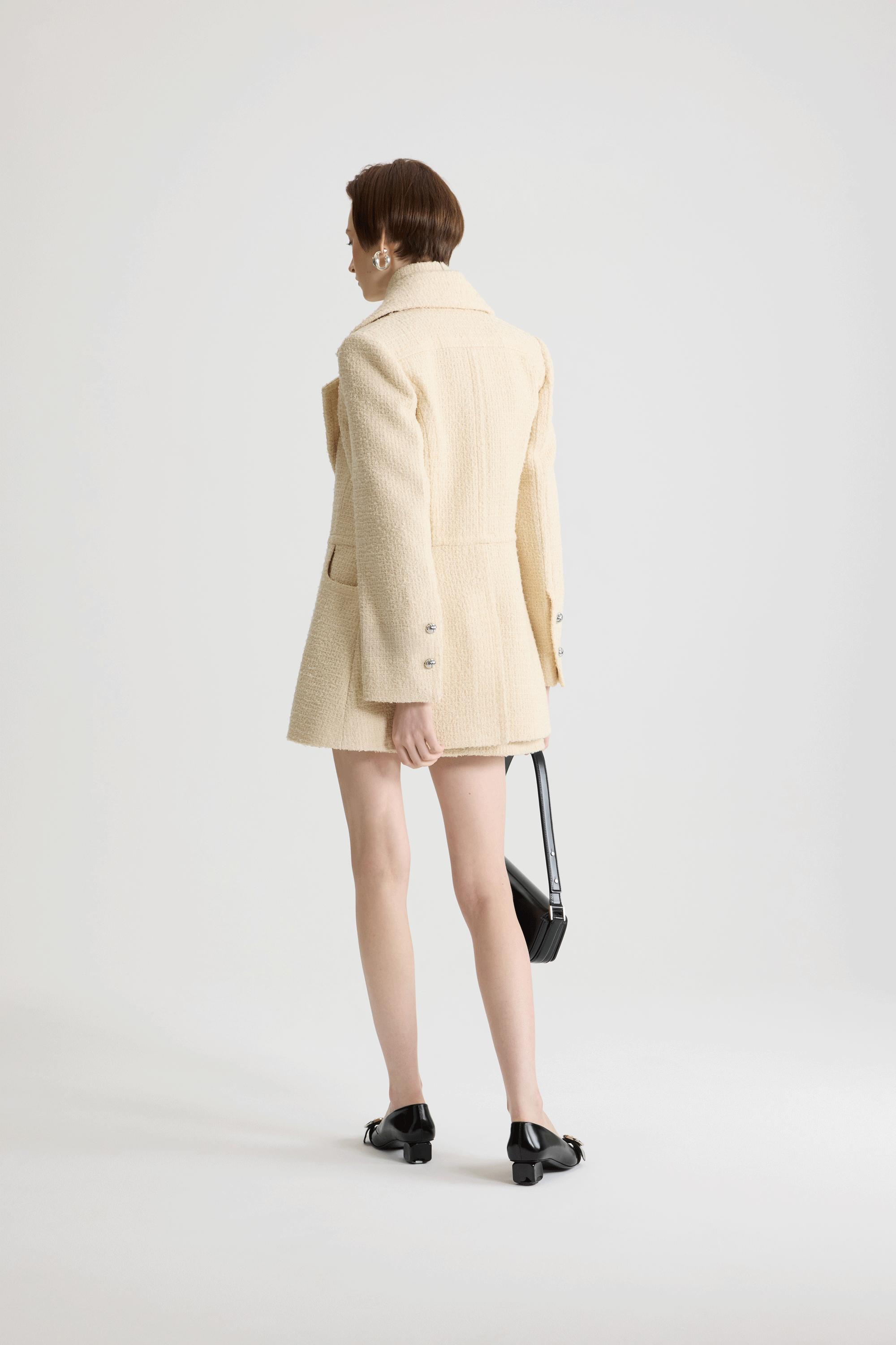 Patou JA056 H25JA0560223097L veste tweed blanche laine
