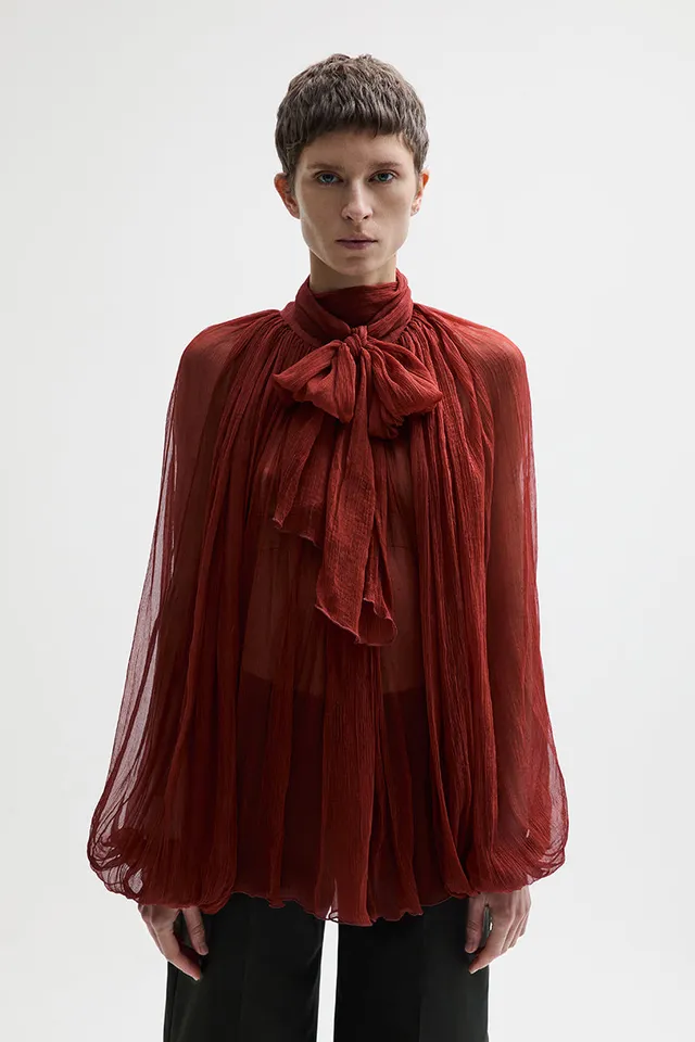 ATU Body Couture Silk chemisier soie brique foulard 100% soie