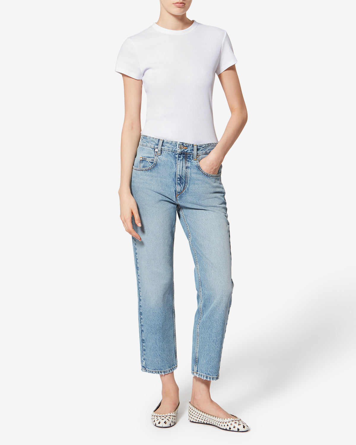 Isabel Marant Taomi t-shirt blanc XS jersey côtelé