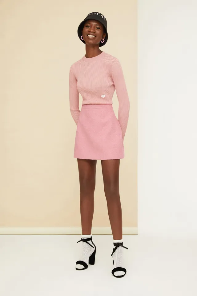 Patou Fitted pull coton bio côtelé rose Antique Pink